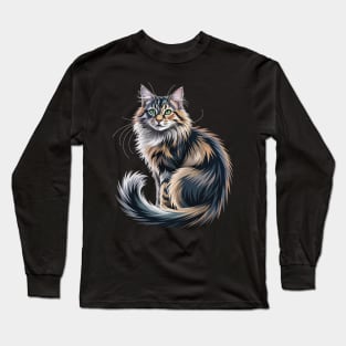 Origami Art British Longhair Cat Highland Straight Long Sleeve T-Shirt